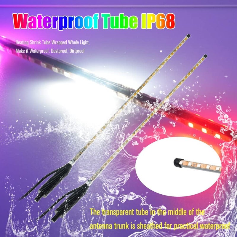 YEORO 2pcs RGB Double LED Strips 270 Auto Strobe Antenna Lights Waterproof for UTV, ATV (2.4 FT) - Image 5